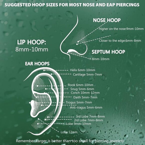 Hypoallergenic 18G Nose Rings: 8 Seamless Steel Clickers, Various Sizes 6-12MM - Picture 5 of 7